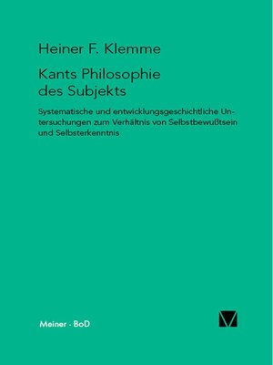 cover image of Kants Philosophie des Subjekts